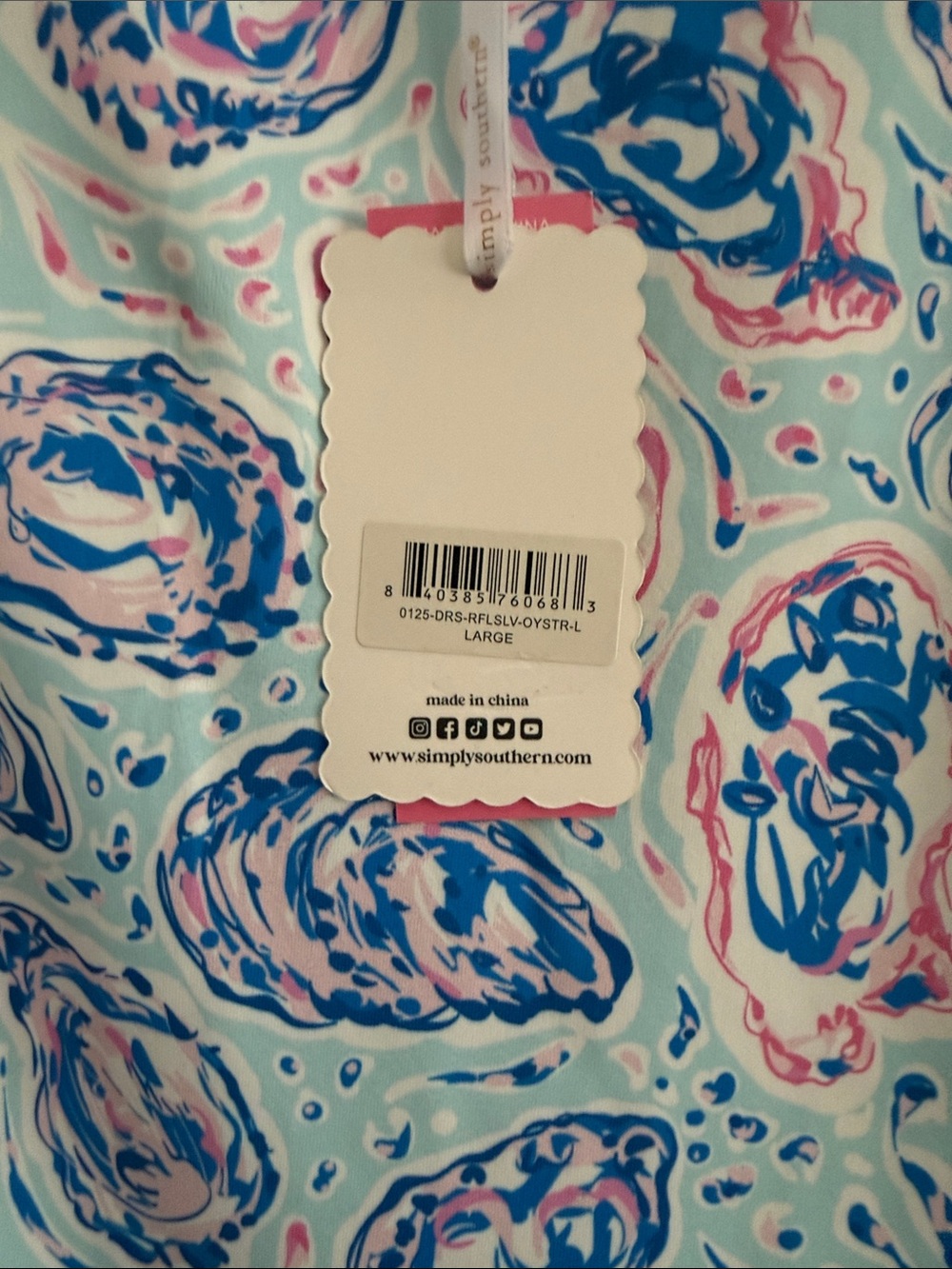 Simply Southern Oyster Light Blue and Pink Maxi Dress - Picture 4 of 5